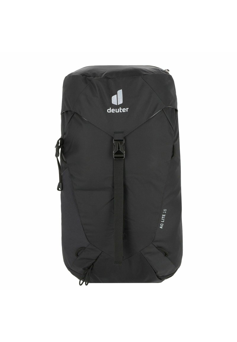 Mochila negra Deuter AC Lite 16 hecha de tela resistente, con un diseño aerodinámico, correas ajustables y bolsillos exteriores para almacenamiento.
