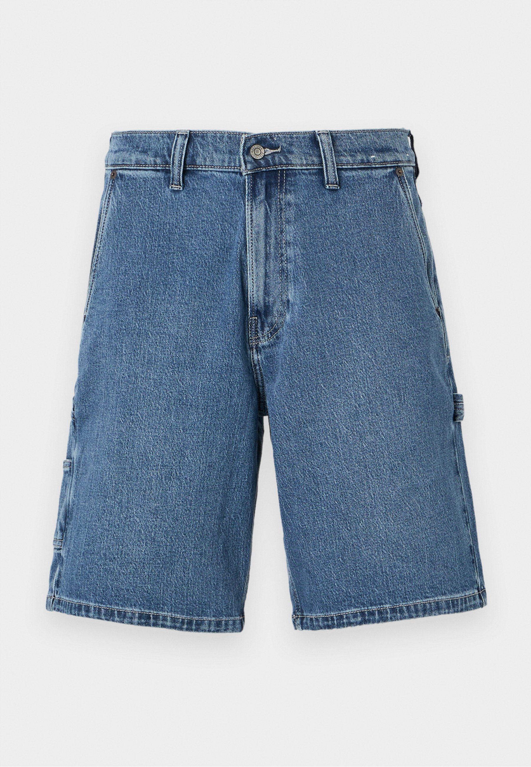Medium Wash Baggy Painter Jean Shorts - Denim shorts