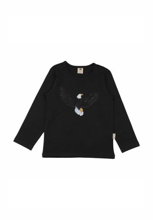 Long-sleeve black cotton t-shirt featuring a graphic of a soaring eagle with black wings and a white head and body on the front.