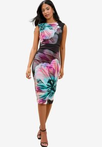 SLEEVELESS RUCHED BODYCON - Egyenes szabású ruha - black floral