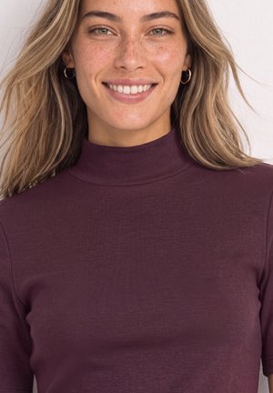 Street One, T-SHIRT WITH RIBBED TURTLENECK - T-shirt basique - rustic rouge