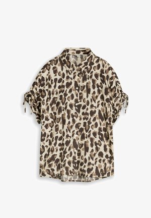 TOM TAILOR, BLOUSE PRINTED SHORTSLEEVES - Overhemdblouse - brown beige leo print