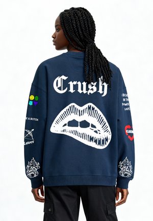 TATTOO CRUSH PRINT OVERSIZED - Sweatshirt - dark blue
