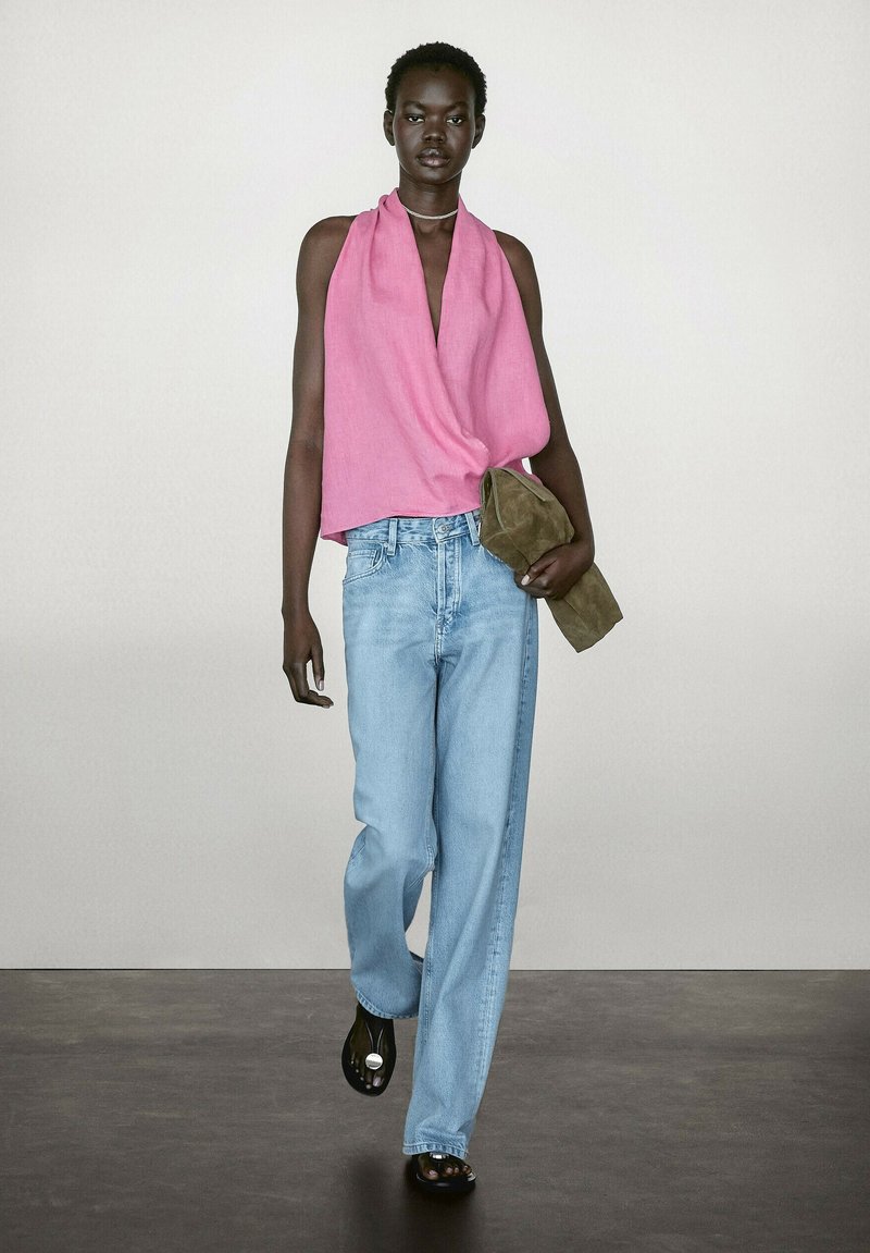 Massimo Dutti CROSSOVER HALTER NECK - Blůza - pink