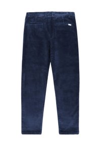 Marineblaue Cordhosen mit strukturierter Oberfläche, geradem Schnitt, zwei Gesäßtaschen und einem Bund mit Gürtelschlaufen.