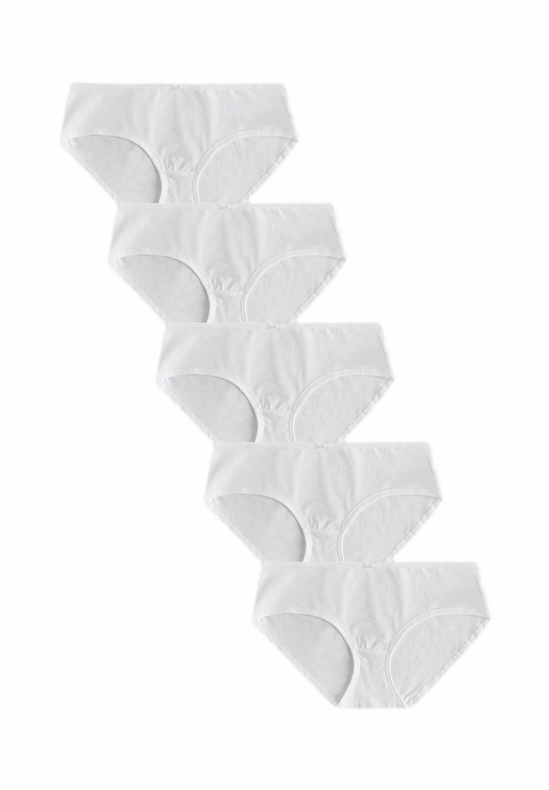 Vijf paar witte katoenen boxershorts. Zachte stof, elastische tailleband en minimale stiksels. Klassiek ontwerp met gladde randen.
