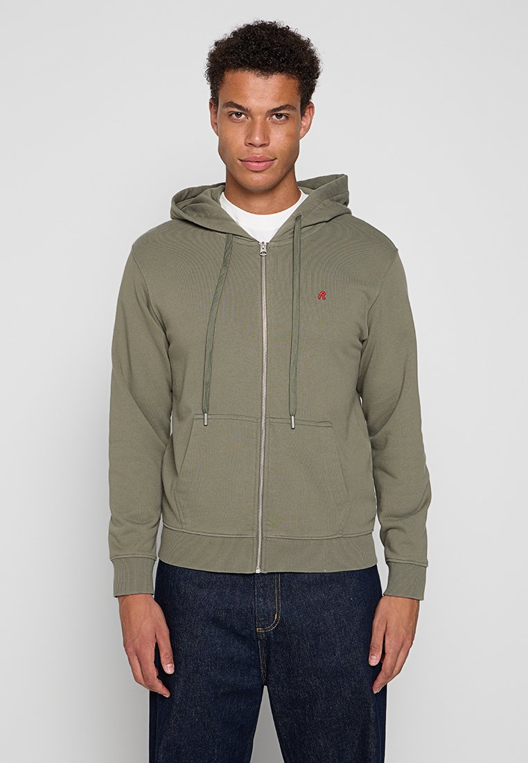 Replay Sweater met rits kaki