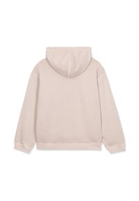 Hættetrøje i blød beige, med lange ærmer, ribbede manchetter og en kængurulomme, samt en afslappet, cropped pasform.