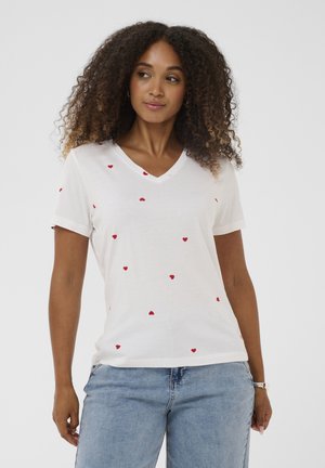 CRNAIA PRINT - T-shirt imprimé - white w. red hearts