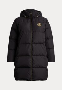 CREST-PATCH HOODED QUILTED DOWN COAT - Kabát z prachového peří - black