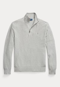 KNIT COTTON QUARTER ZIP JUMPER - Vesta - andover heather