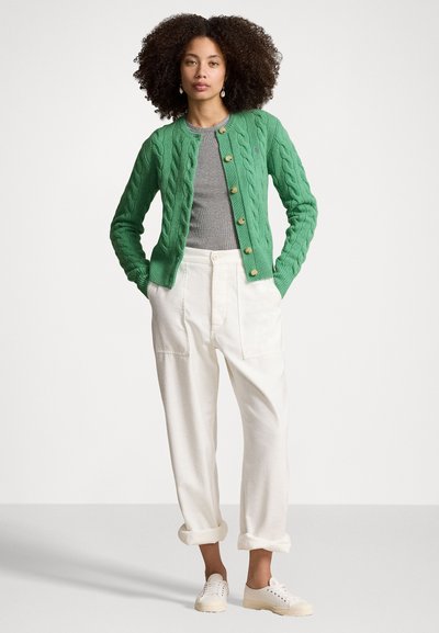 Polo Ralph Lauren CABLE KNIT WOOL CASHMERE CARDIGAN - Gilet - spring green heather