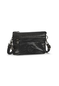 Borsa a tracolla nera con materiale testurizzato, chiusure con zip, charm decorativi e logo in rilievo. Incluso un cinturino regolabile.
