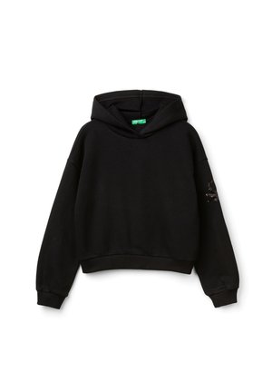 United Colors of Benetton SEQUIN EMBROIDERY ON FRONT - Felpa con cappuccio - black