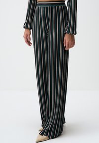 STRIPED WIDE - Pantaloni - dark blue