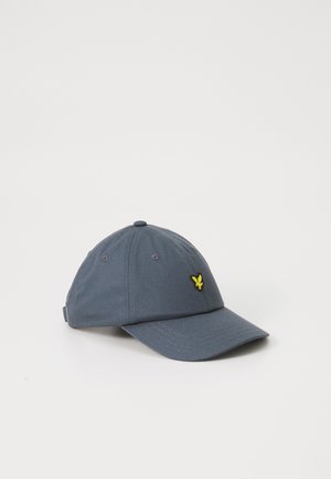 Casquette de baseball en coton gris avec une visière courbée et un logo brodé jaune à l'avant. Dispose d'une sangle réglable à l'arrière.