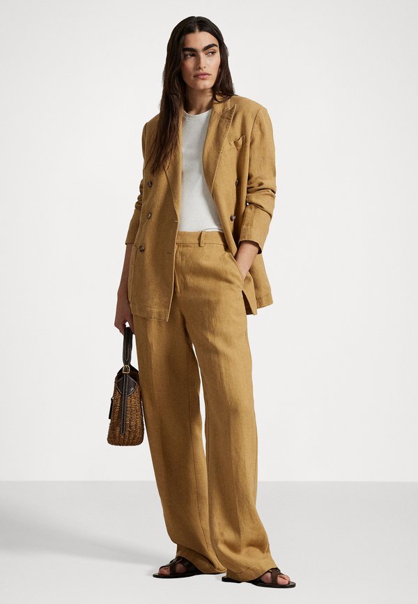 YARD LINEN FULL FLAT FRONT - Trousers - sand dune4