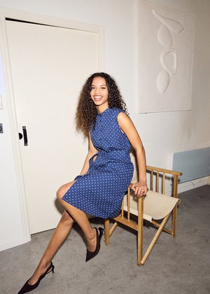 ICHI IHFANTY DR2 - Tričkové šaty - fanty dot dk blue