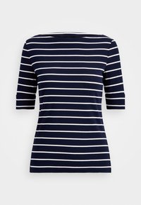 BOAT NECK - T-shirts med print - navy/white