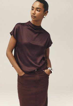 Next, SATIN SHORT SLEEVE TOP - Bluse - wine