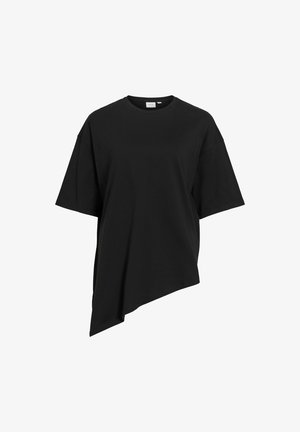VILA, T-SHIRT VILULIERA ASYMMETRIC - T-shirt basic - black