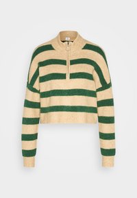 Noisy May NEWALICE L S HALF ZIP NOOS - Pulover - foliage green/irish cream