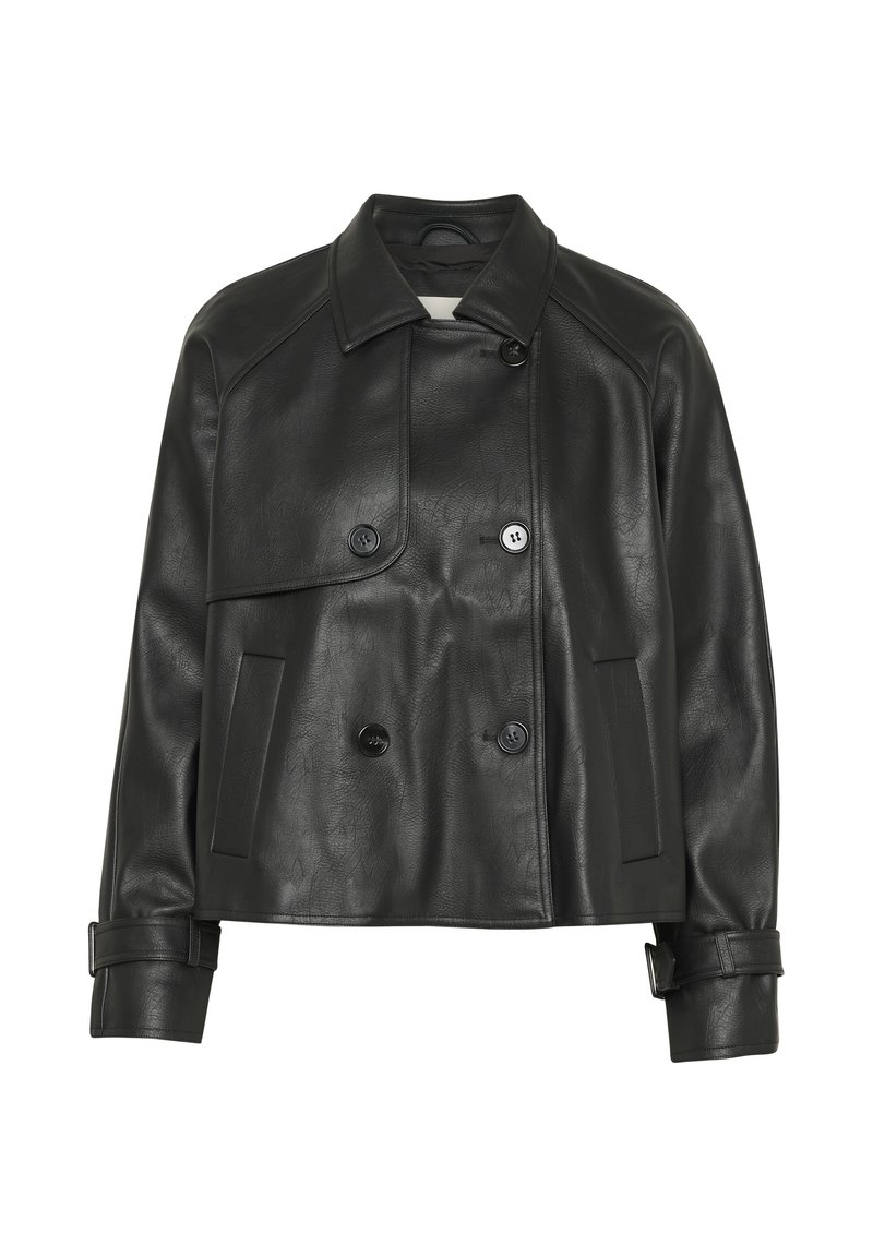 Kaffe Imitatieleren jas gemêleerd zwart Kaffe Imitatieleren jas gemêleerd zwart