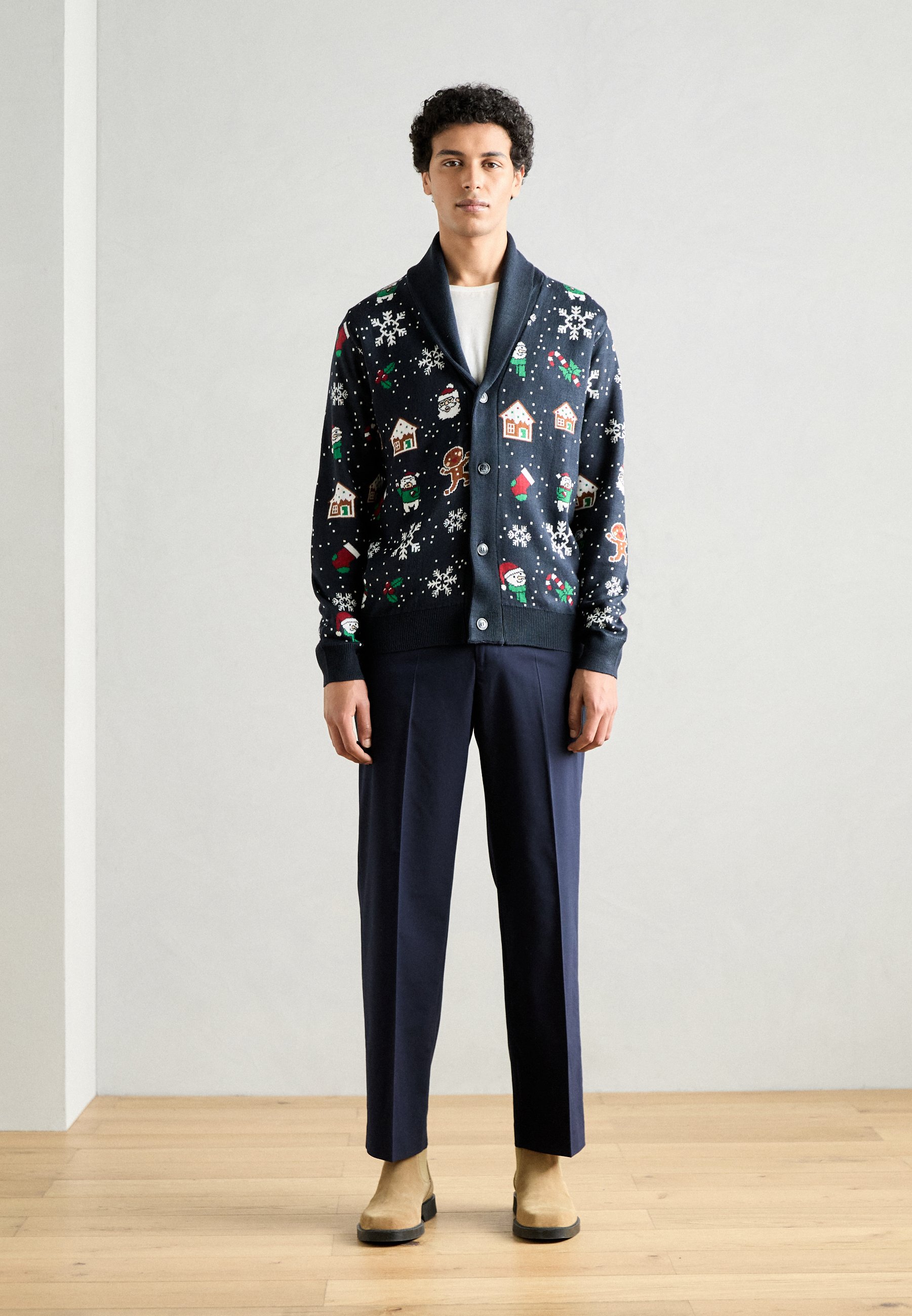 Lindbergh SHAWL COLLAR - Cardigan - navy/dark blue - Zalando.co.uk