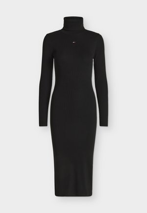 Tommy Jeans, TURTLNCK BODYCON MIDI DRESS - Abito in maglia - black