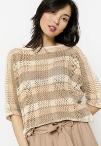 SHEER STRIPED  - Print T-shirt - taupe