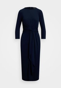 TWIST FRONT STRETCH JERSEY MIDI DRESS - Jerseykjole - navy