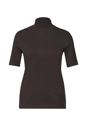 Street One, T-SHIRT WITH RIBBED TURTLENECK - T-shirts basic - black coffee