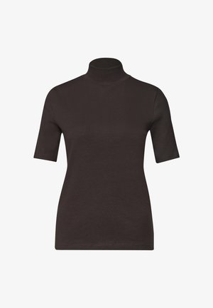 Street One, T-SHIRT WITH RIBBED TURTLENECK - T-shirt basic - black coffee