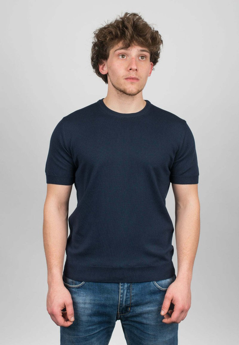 Dalle Piane Cashmere - SHORT SLEEVE  - T-Shirt basic - blu, Vergrößern