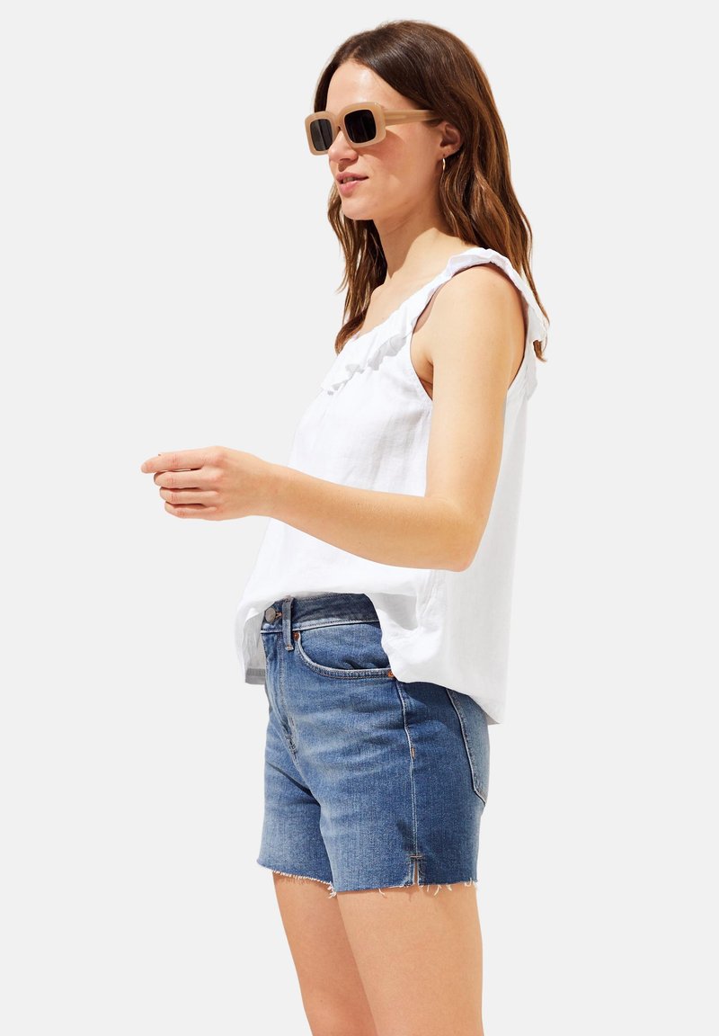 Marks & Spencer LINEN BLEND RUFFLE VEST Top white/weiß Zalando.at