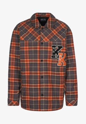 Karl Kani, CHEST SIGNATURE HEAVY FLANNEL - Skjorter - cognac anthracite