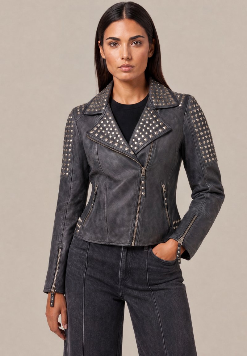 Ricano Veste en cuir - grau