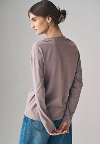 THE SET REGULAR FIT - 4 PACK HEAVYWEIGHT  - Long sleeved top - white taupe brown navy red white stripe