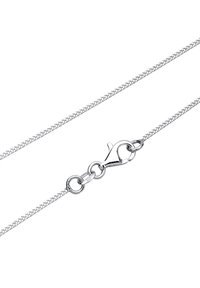 Silberne Kettenhalskette mit gewebter Textur, versehen mit einem Karabinerverschluss und verstellbaren Gliedern für unterschiedliche Längen. Mit "925" gestempelt für Sterlingsilber.