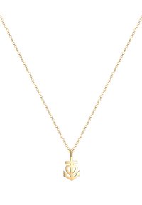 Goldene Halskette mit einem Anker-Anhänger, feiner Kette und glatter Oberfläche, die ein minimalistisches Design und eine polierte Oberfläche hervorhebt.