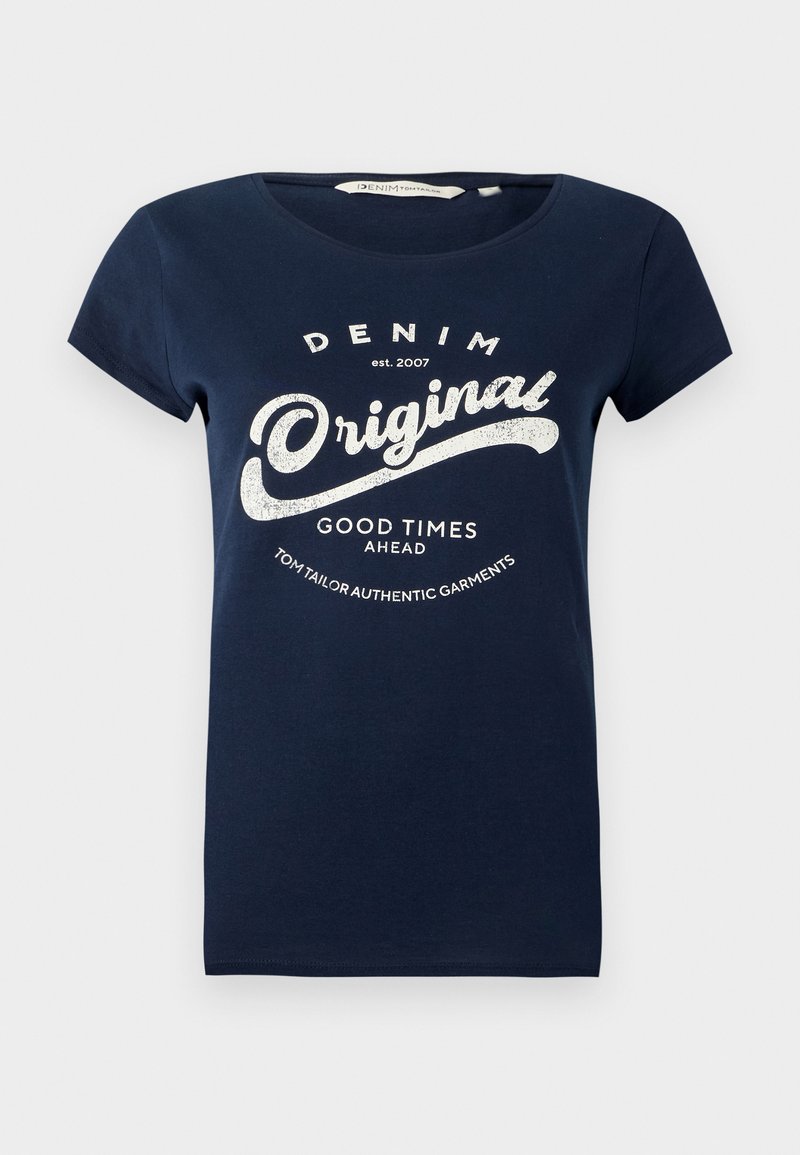 Tom Tailor Denim T-shirt print donkerblauw