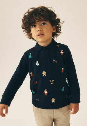 Next, LONG SLEEVE CHRISTMAS EMBROIDERED POLO SHIRT - Polo shirt - navy