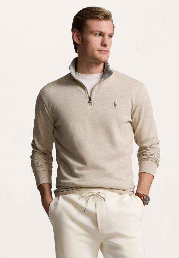 LUXURY JERSEY QUARTER ZIP PULLOVER - Sweatshirt - tuscan beige heather