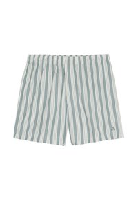 Gestreifte Shorts in Hellblau und Weiß, aus weichem Stoff. Mit einem elastischen Bund und einem kleinen Logodetail am Saum.