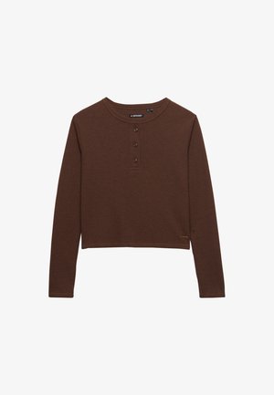 Superdry & Co, SUPERDRY ATHLETIC ESSENTIAL WAFFLE BUTTON LONG SLEEVE TOP - Longsleeve - chestnut brown marl