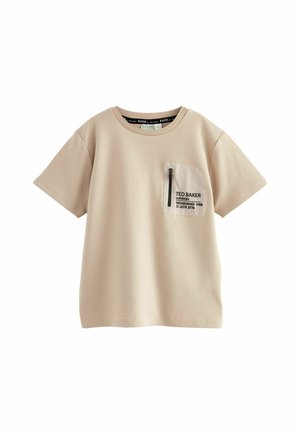 ZIP  REGULAR FIT - Nyomott mintás póló - stone