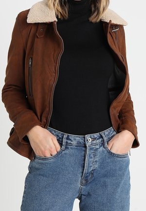 Oakwood Veste en cuir - cognac