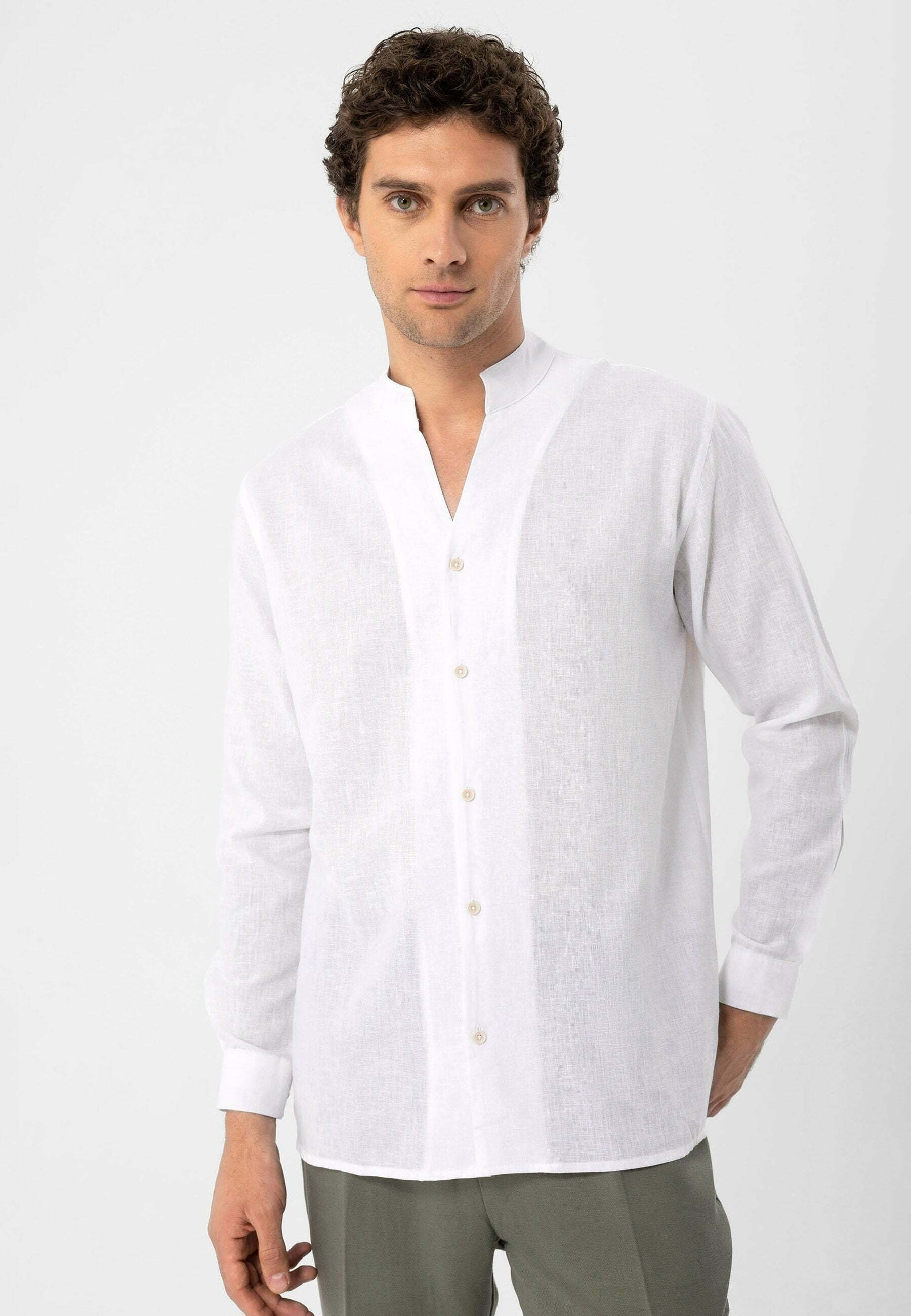 Chemise Homme Atian Taille 40, Blanc | 97% Coton 3% élasthanne, Comme Neuve - Occasion Très Bon état