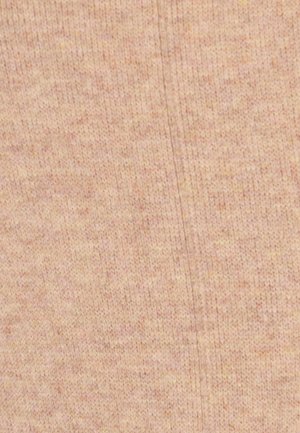 Tissu tricoté rose clair avec une texture subtile ; présente un fin côtes et une apparence douce et mélangée. Pas de motifs ou d'accents distincts.