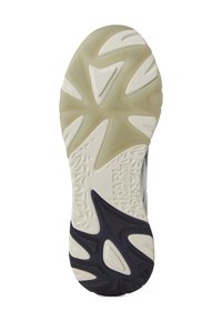 Apavu zole ar gumijas pamatni un teksturētu, daudzveidīgu virsmu. Krāsas ietver gaiši krēmveida un tumši jūras zilo akcentus.